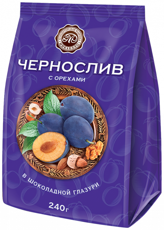 Конфеты МИКАЕЛЛО Чернослив с орехами в шоколадной глазури, 240г Конфеты МИКАЕЛЛО Чернослив с орехами в шоколадной глазури, 240г