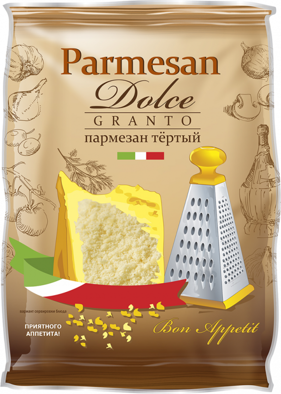 Сыр тертый DOLCE Пармезан 40%, без змж, 150г Сыр тертый DOLCE Пармезан 40%, без змж, 150г
