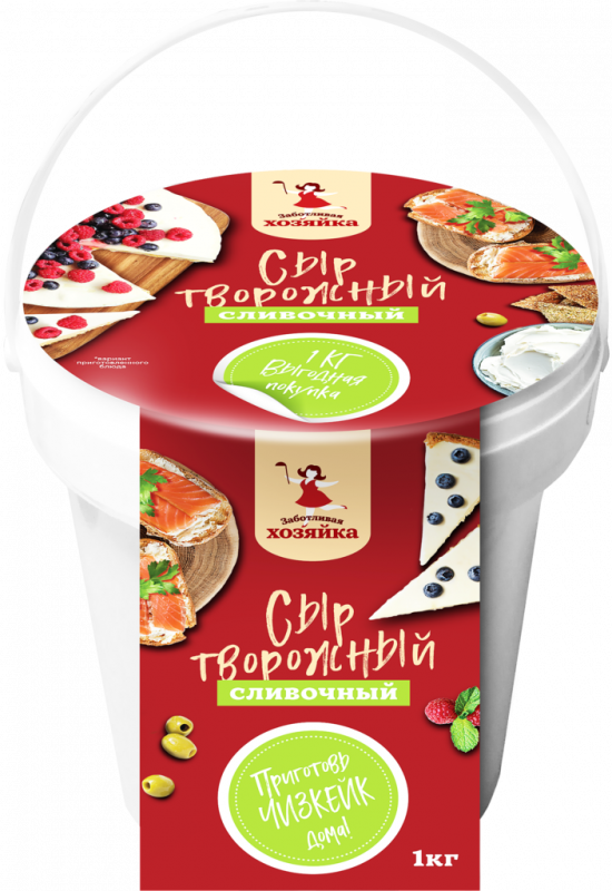 Сыр творожный ЗАБОТЛИВАЯ ХОЗЯЙКА Сливочный 60%, без змж, 1000г
