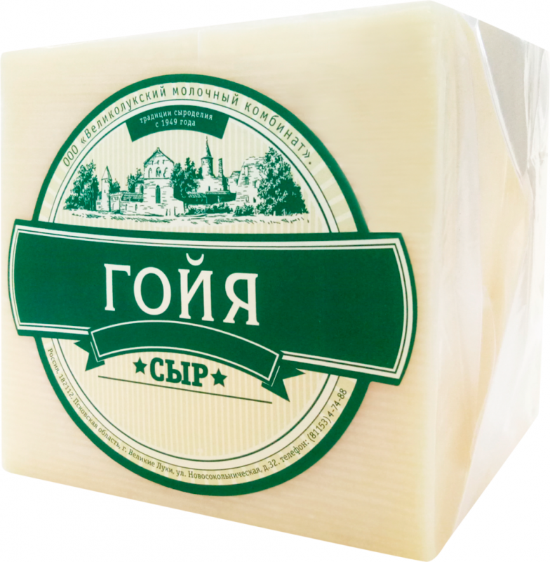 Сыр твердый ВЕЛИКОЛУКСКИЙ МОЛ КОМБИНАТ Гойя 40%, без змж, весовой