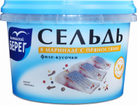 Сельдь БАЛТИЙСКИЙ БЕРЕГ филе-кусочки в маринаде с пряностями, 250г