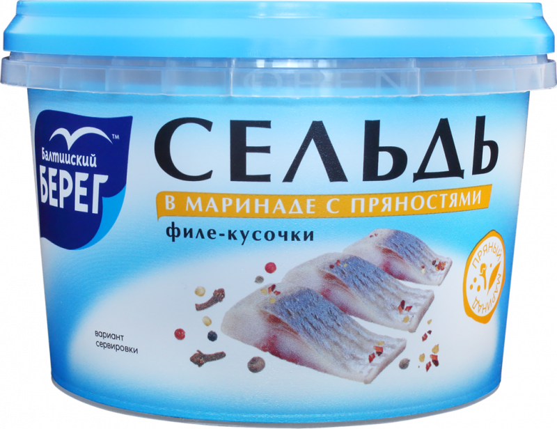Сельдь БАЛТИЙСКИЙ БЕРЕГ филе-кусочки в маринаде с пряностями, 250г Сельдь БАЛТИЙСКИЙ БЕРЕГ филе-кусочки в маринаде с пряностями, 250г