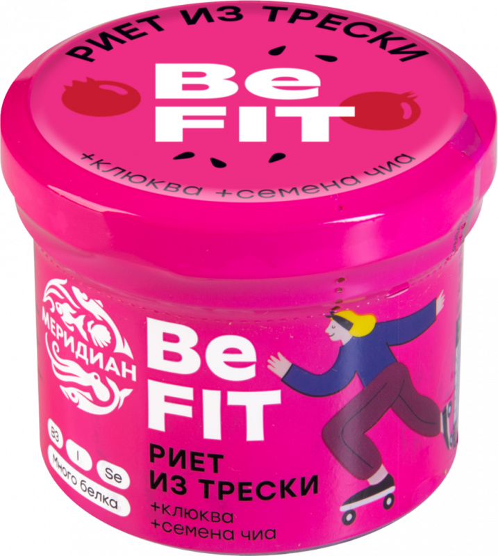 Риет из трески МЕРИДИАН Be Fit, с семена чиа и клюквой, 100г