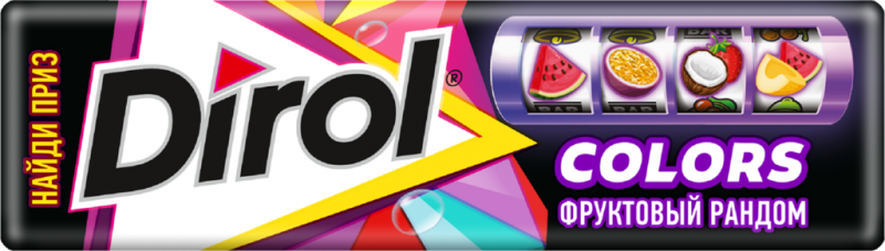 Жевательная резинка DIROL Colors Фруктовый рандом, без сахара, 13,6г Жевательная резинка DIROL Colors Фруктовый рандом, без сахара, 13,6г