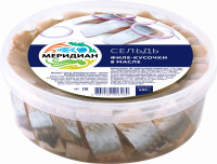 Сельдь МЕРИДИАН филе-кусочки в масле, 480г