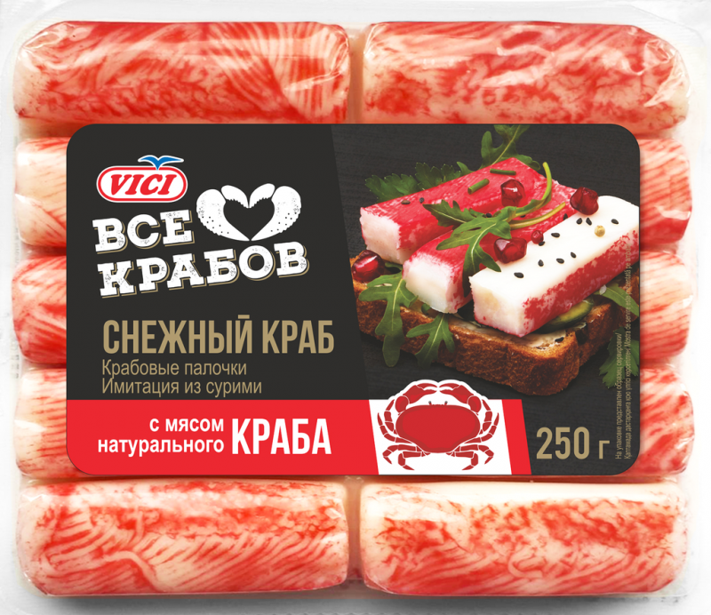 Крабовые палочки VICI с мясом натурального краба (имитация), 250г