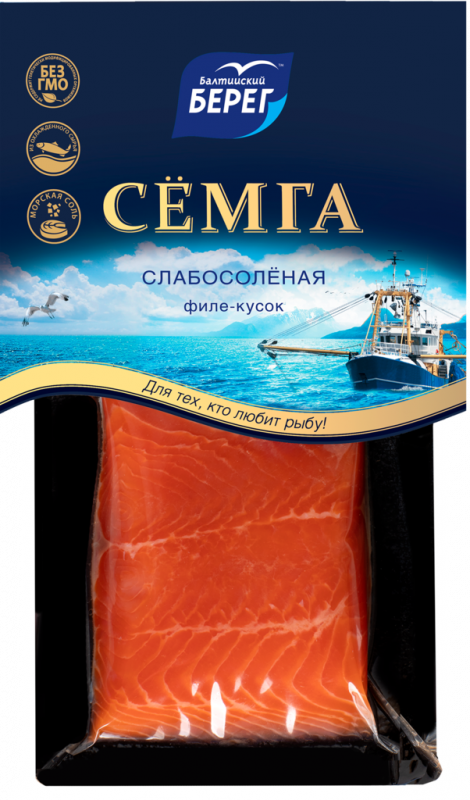Семга слабосоленая БАЛТИЙСКИЙ БЕРЕГ филе-кусок, 200г Семга слабосоленая БАЛТИЙСКИЙ БЕРЕГ филе-кусок, 200г