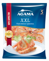 Креветки Королевские варено-мороженые AGAMA XXL неразделанные 41/50, 700г