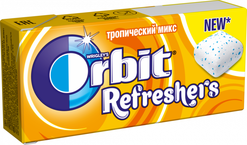 Жевательная резинка ORBIT Refreshers Тропик, 16г Жевательная резинка ORBIT Refreshers Тропик, 16г