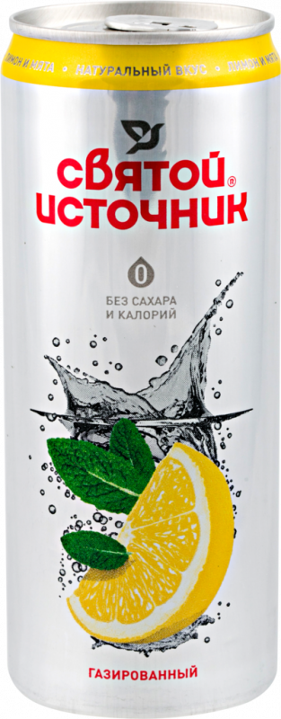 Вода питьевая СВЯТОЙ ИСТОЧНИК со вкусом лимона и мяты газированная, 0.33л Вода питьевая СВЯТОЙ ИСТОЧНИК со вкусом лимона и мяты газированная, 0.33л