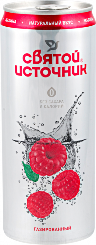 Вода питьевая СВЯТОЙ ИСТОЧНИК со вкусом малины газированная, 0.33л