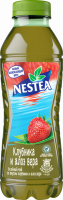 Напиток NESTEA Зеленый чай со вкусом клубники и алоэ вера пастеризованный, 0.5л