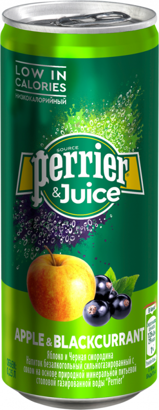 Напиток PERRIER Яблоко и черная смородина с соком сильногазированный, 0.25л Напиток PERRIER Яблоко и черная смородина с соком сильногазированный, 0.25л