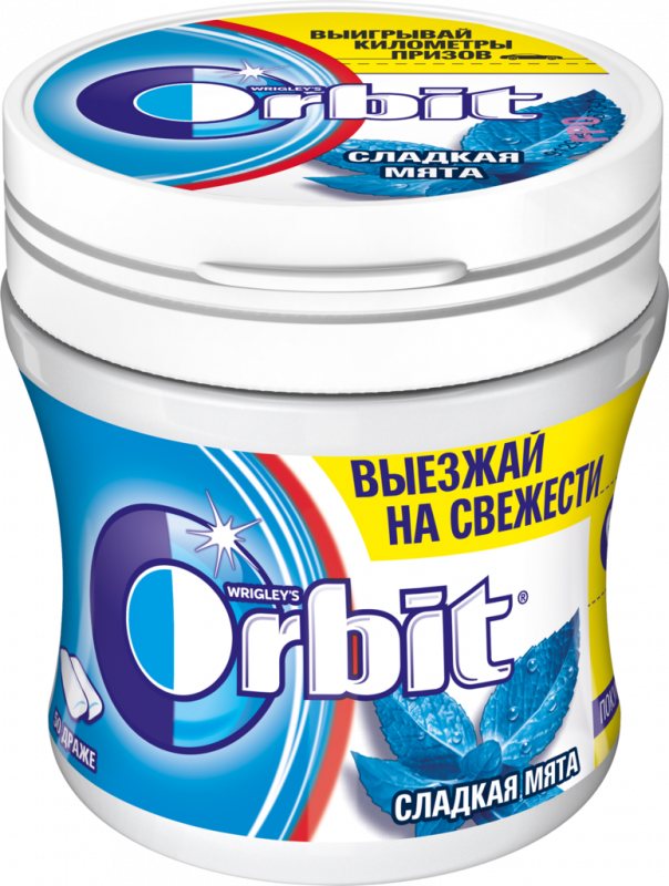 Жевательная резинка ORBIT Сладкая мята, банка, 68г Жевательная резинка ORBIT Сладкая мята, банка, 68г