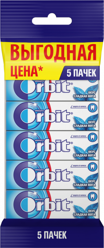 Жевательная резинка ORBIT Сладкая мята, 13,6г Жевательная резинка ORBIT Сладкая мята, 13,6г