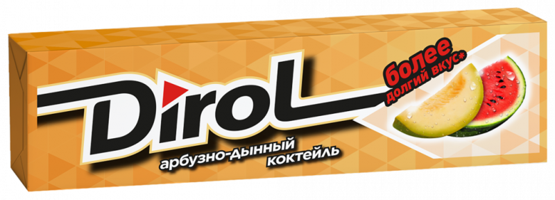 Жевательная резинка DIROL Арбузно-дынный коктейль, 13,6г Жевательная резинка DIROL Арбузно-дынный коктейль, 13,6г