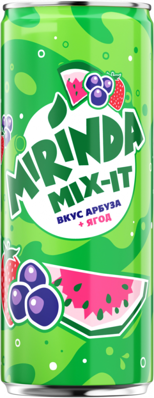 Напиток MIRINDA Mix-It со вкусом арбуза и ягод сильногазированный, 0.33л