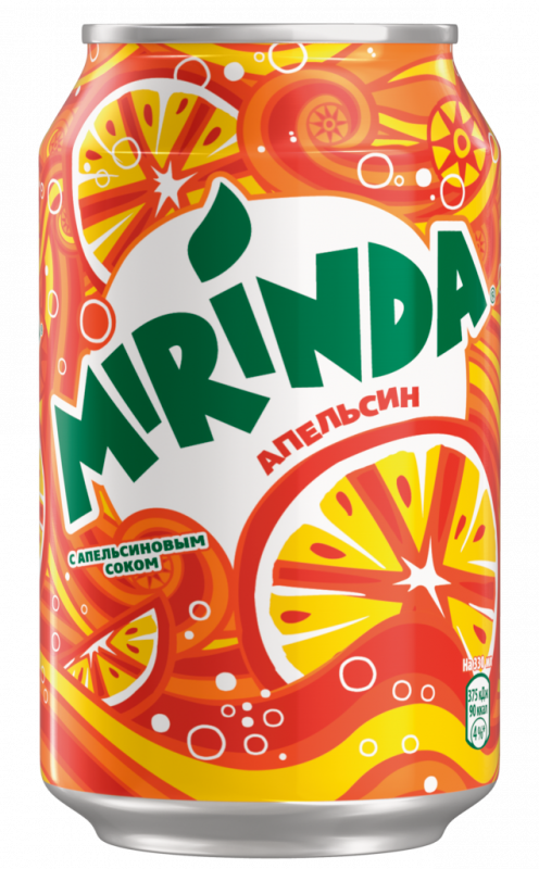 Напиток MIRINDA Refreshing вкус апельсина сильногазированный, 0.33л
