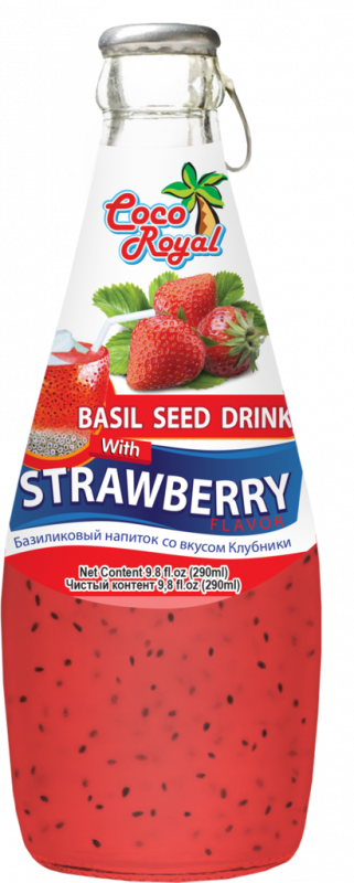 Напиток COCO ROYAL с семенами базилика и вкусом клубники негазированный, 0.25л Напиток COCO ROYAL с семенами базилика и вкусом клубники негазированный, 0.25л