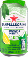 Напиток SANPELLEGRINO Лимон, мята с соком сильногазированный, 0.33л