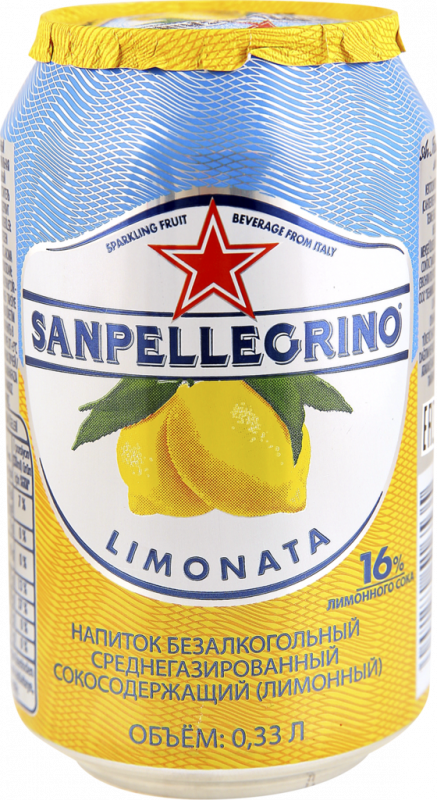 Напиток сокосодержащий SANPELLEGRINO Лимон среднегазированный, 0.33л