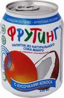 Напиток FRUITING из сока манго с кусочками кокоса негазированный, 0.238л
