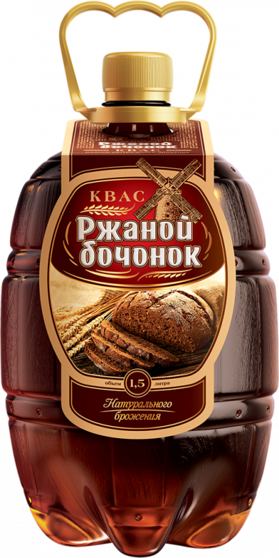 Квас РЖАНОЙ БОЧОНОК натурального брожения фильтрованный, 1.5л