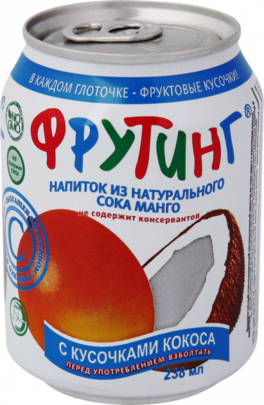 Напиток FRUITING из сока манго с кусочками кокоса негазированный, 0.238л Напиток FRUITING из сока манго с кусочками кокоса негазированный, 0.238л