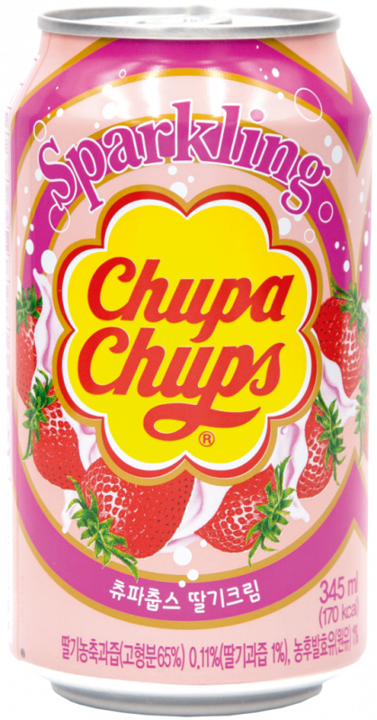 Напиток CHUPA CHUPS Клубничный крем газированный, 0.345л Напиток CHUPA CHUPS Клубничный крем газированный, 0.345л