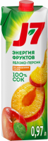 Сок J7 Яблоко и персик с мякотью, 0.97л
