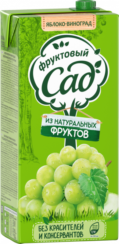 Нектар ФРУКТОВЫЙ САД Яблоко и виноград осветленный, 1.93л Нектар ФРУКТОВЫЙ САД Яблоко и виноград осветленный, 1.93л