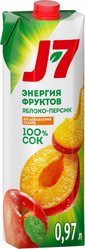 Сок J7 Яблоко и персик с мякотью, 0.97л Сок J7 Яблоко и персик с мякотью, 0.97л