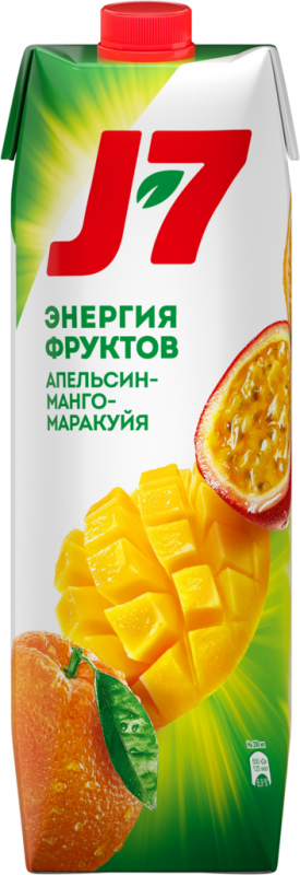 Нектар J7 Апельсин, манго, маракуйя с мякотью, 0.97л