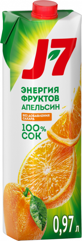 Сок J7 Апельсин с мякотью, 0.97л