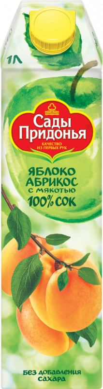 Сок САДЫ ПРИДОНЬЯ Яблоко, абрикос с мякотью восстановленный, 1л