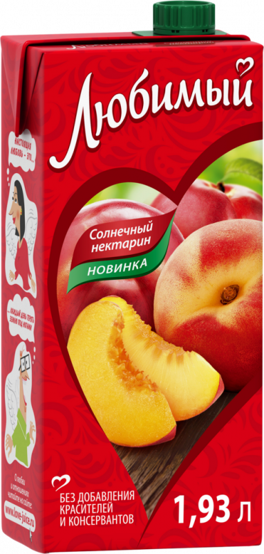 Нектар Любимый Солнечный нектарин с мякотью, 1.93л
