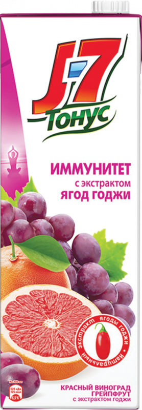 Нектар J7 Тонус Иммунитет грейпфрут, виноград, натуральный экстракт ягоды Годжи с мякотью, 1.45л Нектар J7 Тонус Иммунитет грейпфрут, виноград, натуральный экстракт ягоды Годжи с мякотью, 1.45л