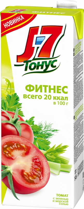 Сок J7 Тонус Томат и зелень с морской солью и мякотью, 1.45л Сок J7 Тонус Томат и зелень с морской солью и мякотью, 1.45л