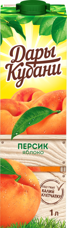 Нектар ДАРЫ КУБАНИ Персиково-яблочный с мякотью, 1л