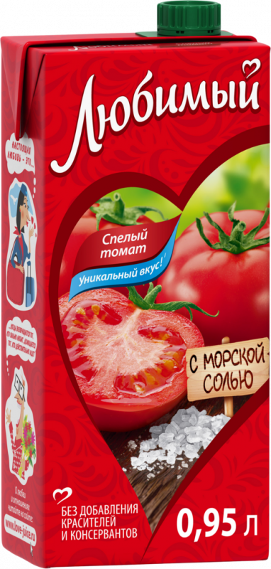 Нектар ЛЮБИМЫЙ Томатный с солью и мякотью, 0.95л Нектар ЛЮБИМЫЙ Томатный с солью и мякотью, 0.95л