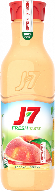 Сок охлажденный J7 Whole Fruits Яблоко, персик с мякотью, 850мл