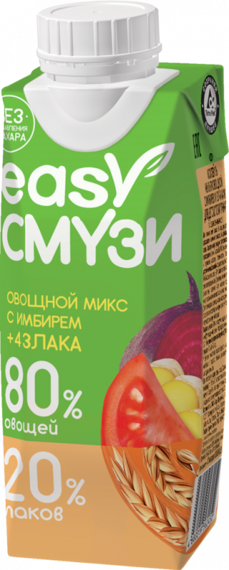 Коктейль САДЫ ПРИДОНЬЯ Easy Смузи Овощной микс с имбирем и злаками, 0.25л Коктейль САДЫ ПРИДОНЬЯ Easy Смузи Овощной микс с имбирем и злаками, 0.25л