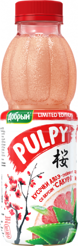 Напиток ДОБРЫЙ Pulpy с соком и кусочками алоэ вера со вкусом Сакура, 0.45л