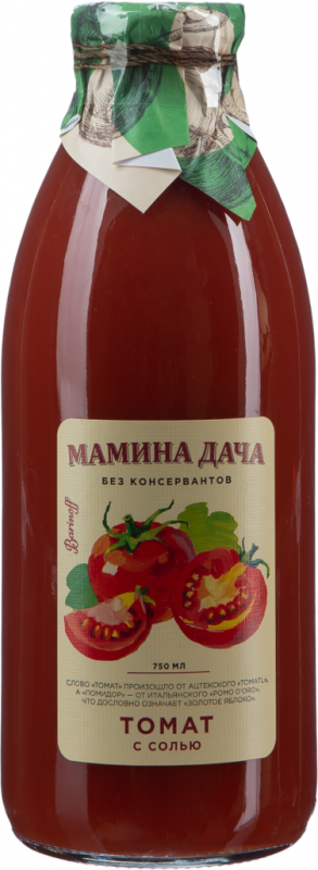 Сок МАМИНА ДАЧА Томатный с мякотью и солью восстановленный, 0.75л Сок МАМИНА ДАЧА Томатный с мякотью и солью восстановленный, 0.75л