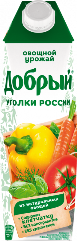 Нектар ДОБРЫЙ Уголки России Овощной урожай мультиовощной, 1л