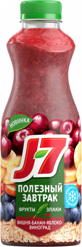 Продукт питьевой J7 из яблок, бананов, вишни, винограда и черной моркови с овсяными хлопьями, 700мл