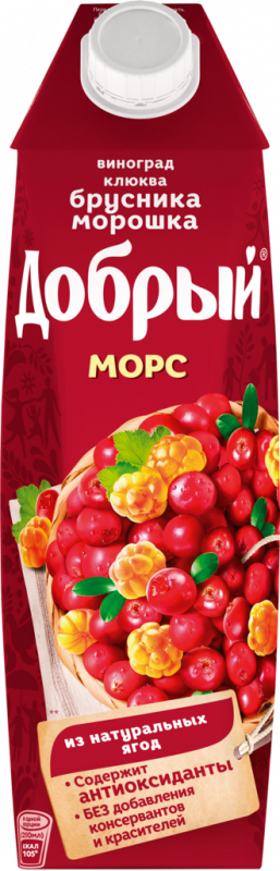 Морс ДОБРЫЙ Брусника, морошка, 1л Морс ДОБРЫЙ Брусника, морошка, 1л