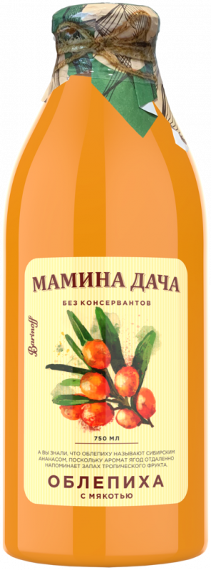 Нектар МАМИНА ДАЧА Облепиховый с мякотью, 0.75л Нектар МАМИНА ДАЧА Облепиховый с мякотью, 0.75л