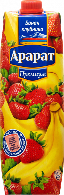 Напиток сокосодержащий ARARAT PREMIUM Банан и клубника неосветленный, 0.97л
