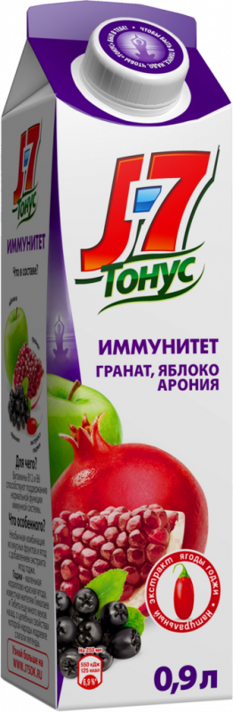 Нектар J7 Тонус Яблоко, гранат, черноплодная рябина с экстрактом годжи, 0.9л